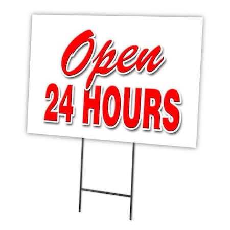 Signmission Open 24 Hours Yard Sign & Stake outdoor plastic coroplast window, C-1216-DS-Open 24 Hours C-1216-DS-Open 24 Hours